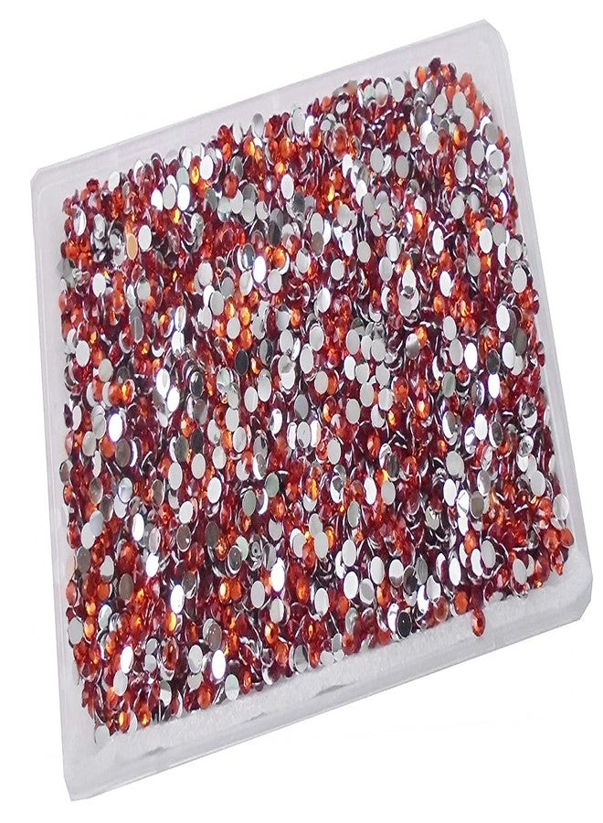 eshoppee 4 mm Orange Colour Round Shape Resin Stone, chandla Sitara Stone 100 gm Box for Jewellery Making Art and Craft DIY kit, Glitter Sequince Rhinestones Beads Dress Making Material - Image 1